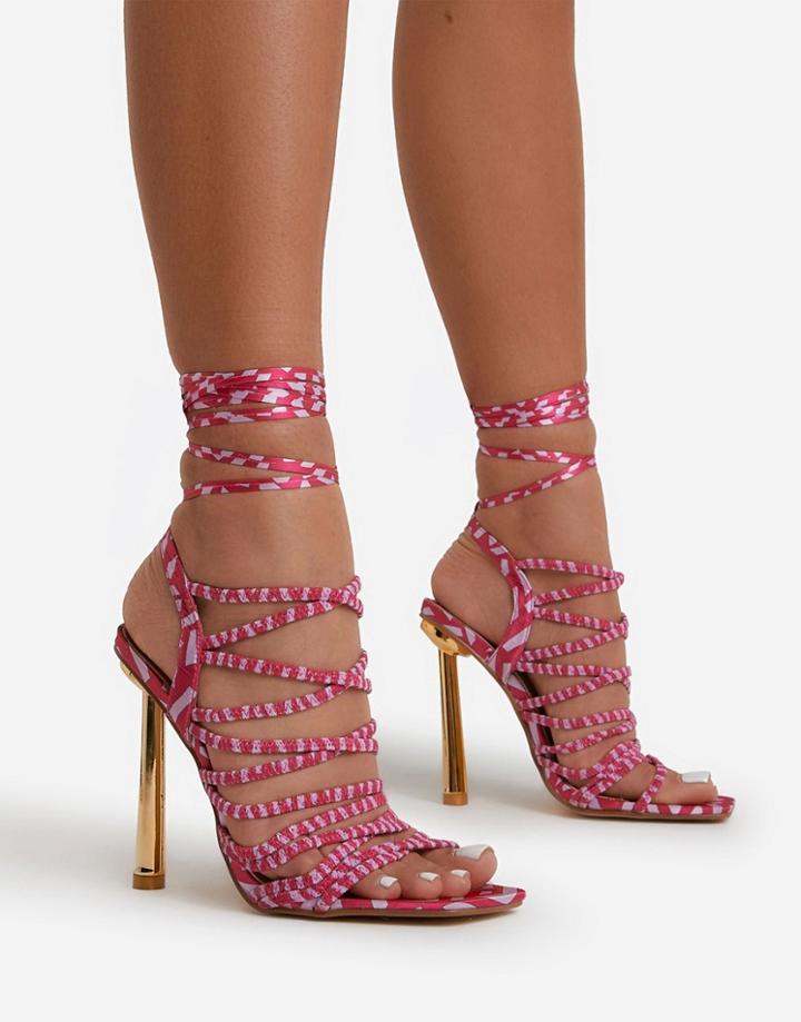 Ego Ari Super Strappy Heel Sandals In Pink