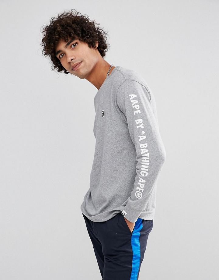 Aape By A Bathing Ape Long Sleeve T-shirt With Sleeve Print In Gray - Gray
