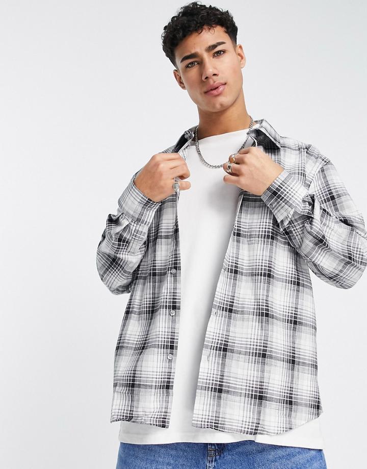 Il Sarto Oversized Fit Checked Shirt In Gray