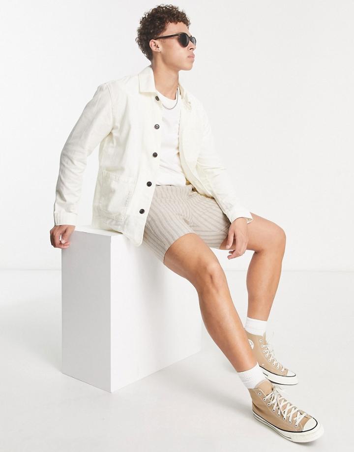 Selected Homme Worker Jacket In Ecru-neutral