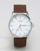Reclaimed Vintage Suede Leather Watch In Brown - Brown