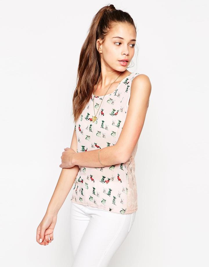 Jasmine Top In Kitten Print - Pink