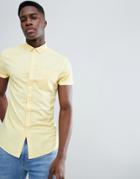 Asos Design Casual Skinny Oxford Shirt In Yellow - Yellow