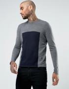 Religion Color Block Sweater - Gray