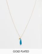 Mirabelle Kynite Teal Drop Necklace On A 60cm Gold Plated Belcher Chain - Teal