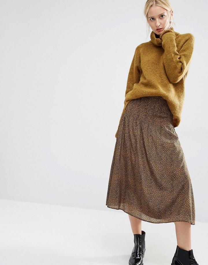 Gestuz Printed Skirt With Elasticated Waist - Green