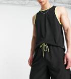 Vai21 Woven Shorts In Black With Yellow Contrast Tie - Part Of A Set