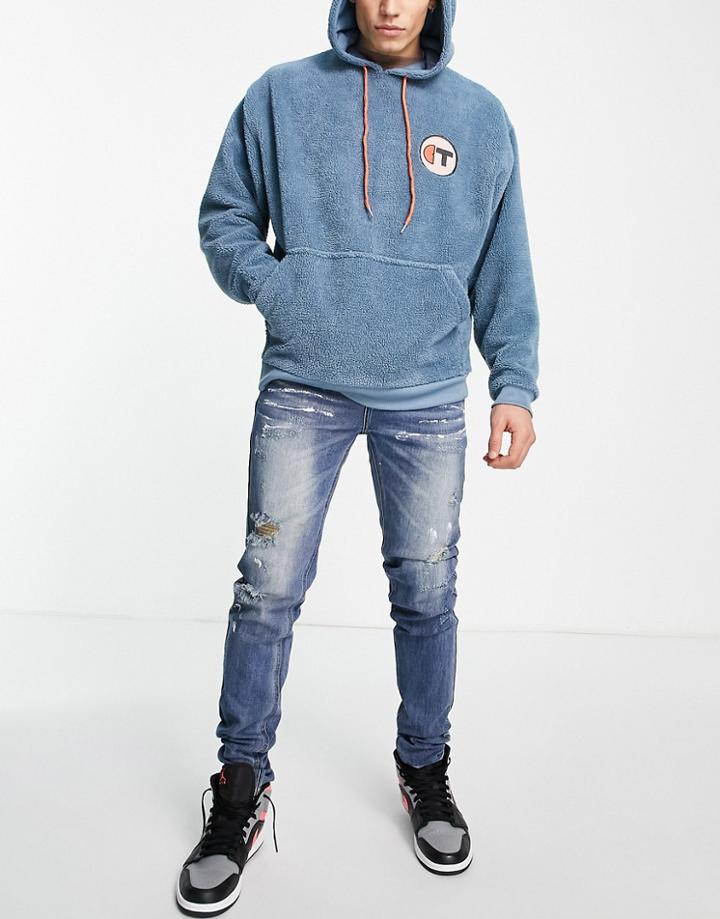 Sixth June Slim Washed Ripped Denim Jeans In Blue