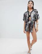 Jaded London Festival Mini Skirt In Holographic Sequins - Gold