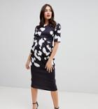 True Violet Maternity Scuba Midi Dress In Leopard Print-multi