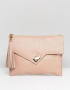 Urbancode Leather Clutch Bag With Tassel Detail - Pink