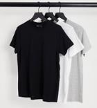 Asos Design Tall Ultimate T-shirt With Crew Neck In Organic Cotton Blend 3 Pack Save-multi
