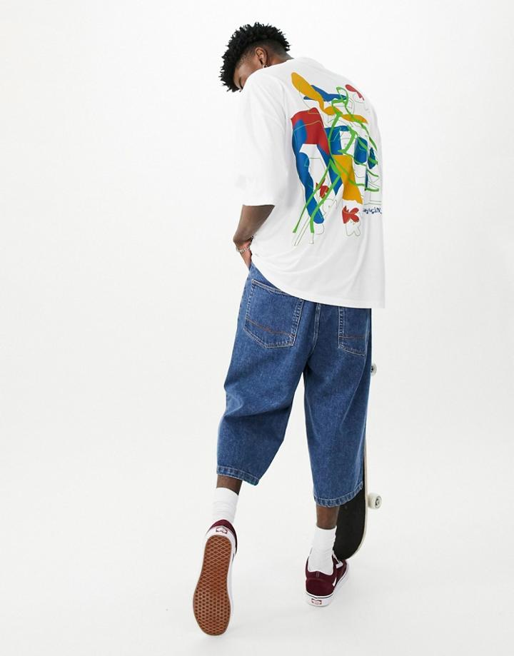 Asos Daysocial Oversized T-shirt With Large Abstract Shape Graphic Print In White