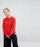Selected Femme Cable Knit Sweater-red