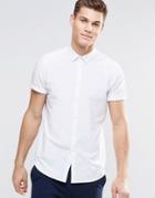 Asos Regular Fit Shirt In White With Short Sleeves - White