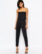 Asos Scuba Jumpsuit With Double Layer Bandeau - Black
