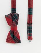 Twisted Tailor Bow Tie In Red Plaid - Red