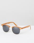 Asos Retro Sunglasses In Crystal Brown - Brown
