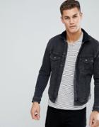 Jack & Jones Intelligence Denim Jacket With Full Fleece Lining - Black