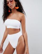Asos Mix And Match Crinkle Bandeau Bikini Top - White