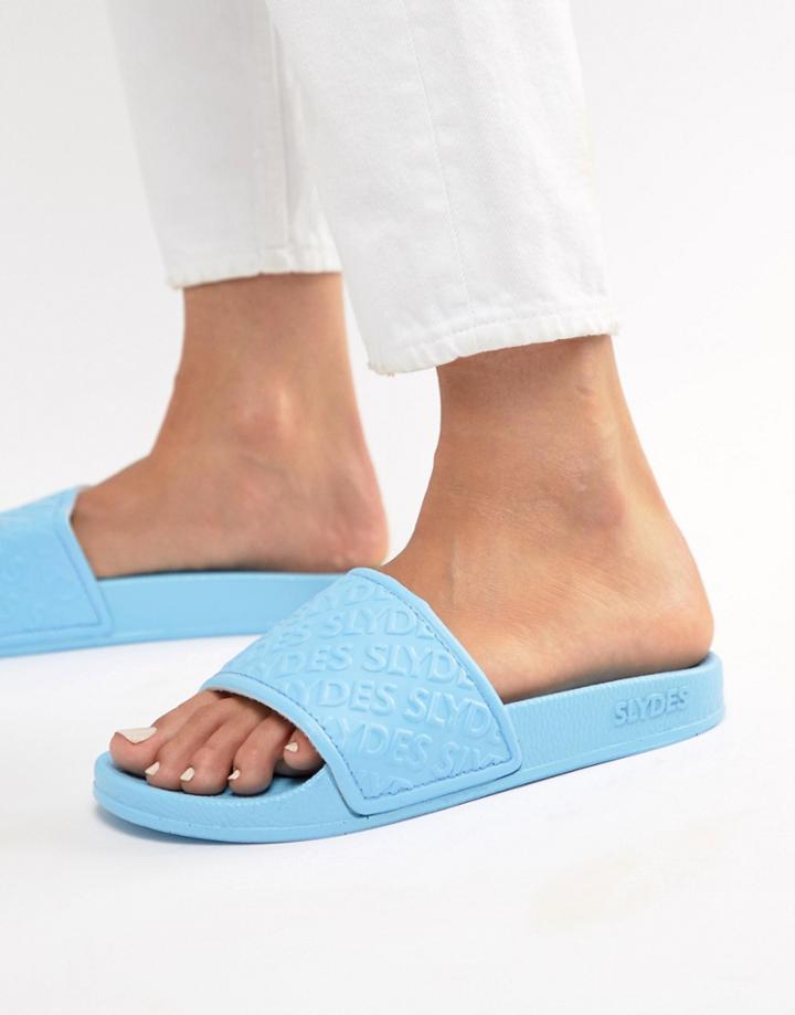 Slydes Chance Pale Blue Logo Slides - Blue