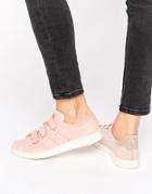 Adidas Originals Pink Nubuck Leather Stan Smith Sneakers With Strap - Pink
