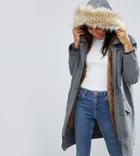 Asos Tall Parka With Ma1 Styling And Removable Faux Fur Liner - Green