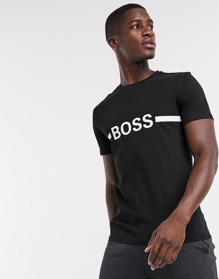 Boss Beachwear Logo T-shirt In Black