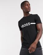 Boss Beachwear Logo T-shirt In Black