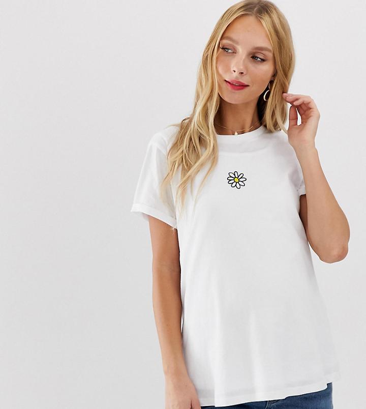 Asos Design Maternity Nursing T-shirt With Daisy Motif - White