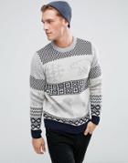 Bellfield Polar Animal Jacquard Sweater - Cream