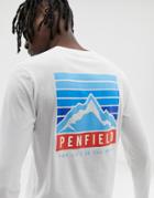 Penfield Mountain Back Logo Print Crew Neck Long Sleeve T-shirt In White - White