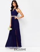 Tfnc Wedding Embellished Pleated Maxi Dress - Navy