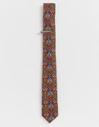 Moss London Tie With Kaleidoscope Print In Orange