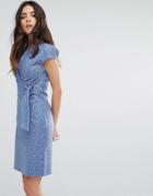 Liquorish Printed D Ring Dress - Blue