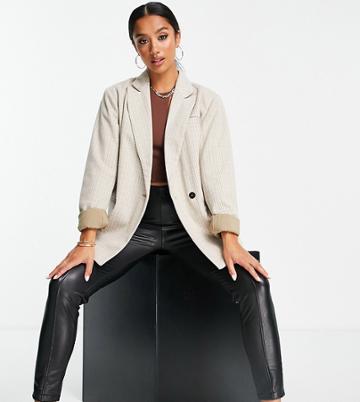 4th & Reckless Petite Oversized Blazer In Beige Check-neutral
