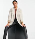4th & Reckless Petite Oversized Blazer In Beige Check-neutral