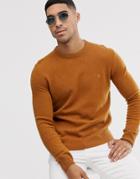 Farah Rosecroft Wool Crew Neck Sweater In Tan