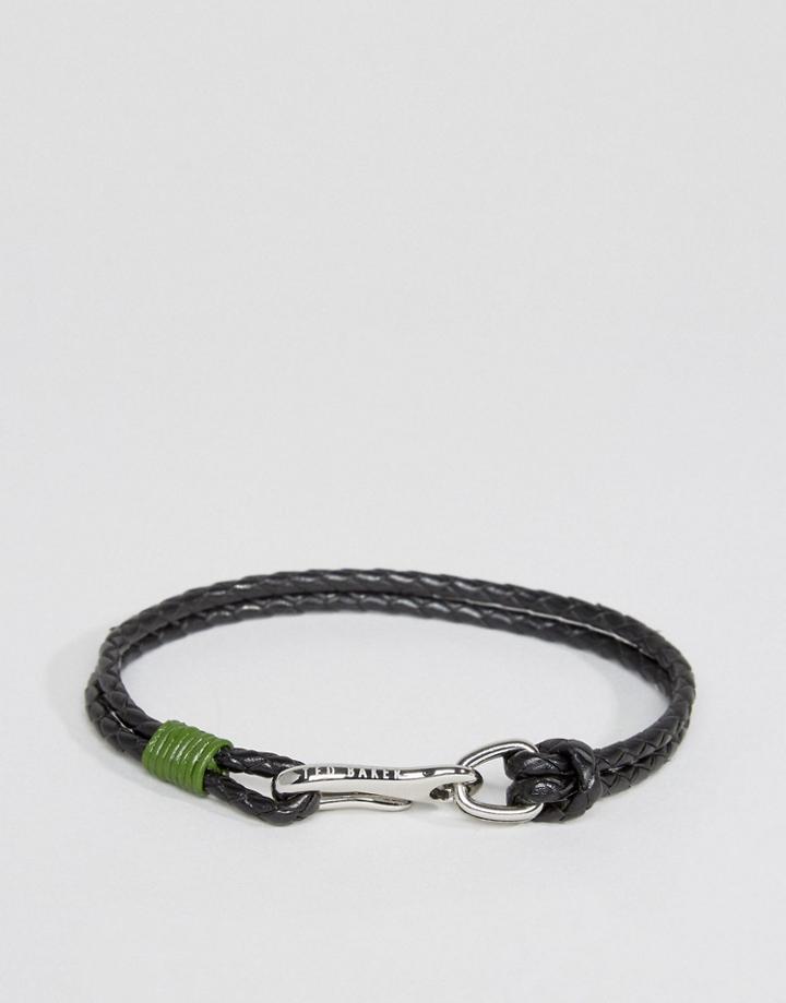 Ted Baker Double Strand Leather Bracelet In Green - Green