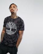 Timberland Oversized Raglan T-shirt Reflective Tree Logo Print In Black Camo - Black