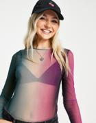 Weekday Blur Polyester Long Sleeve Top In Gradient Print - Multi