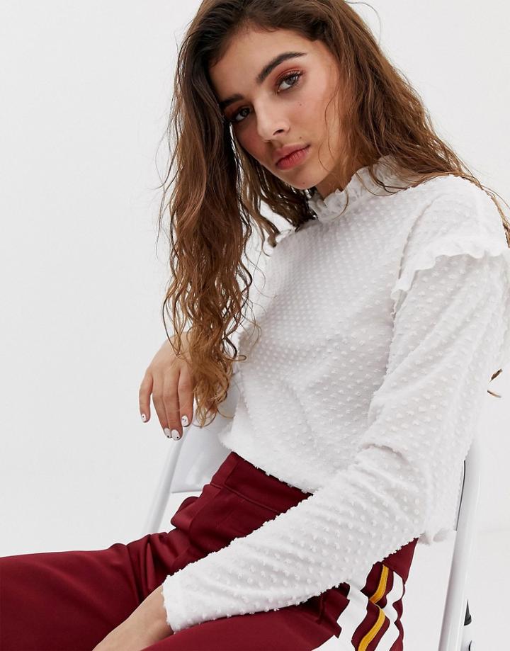Jdy Texture Spot Top - White