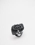 Asos Oval Stone Cocktail Ring - Black