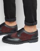Base London Conflict Leather Derby Brogue Shoes - Red