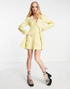 4th & Reckless Tailored Long Sleeve Blazer Dress In Muted Yellow