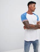 Asos Design Relaxed Fit Raglan T-shirt With Contrast Tipping At Cuff - Multi