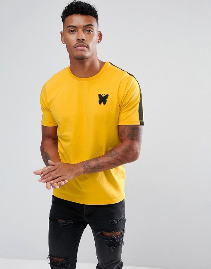 Good For Nothing Muscle T-shirt In Yellow With Sleeve Stripe - Yellow