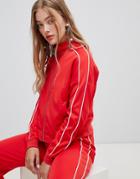 New Look Piped Ring Pull Sweat Top - Red
