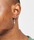 Asos Design Hoop Earring With Lightning Bolt Charm In Silver Tone