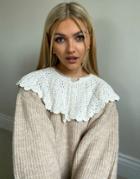 Asos Design Sweater In Rib With Crochet Collar Detail In Oatmeal-neutral